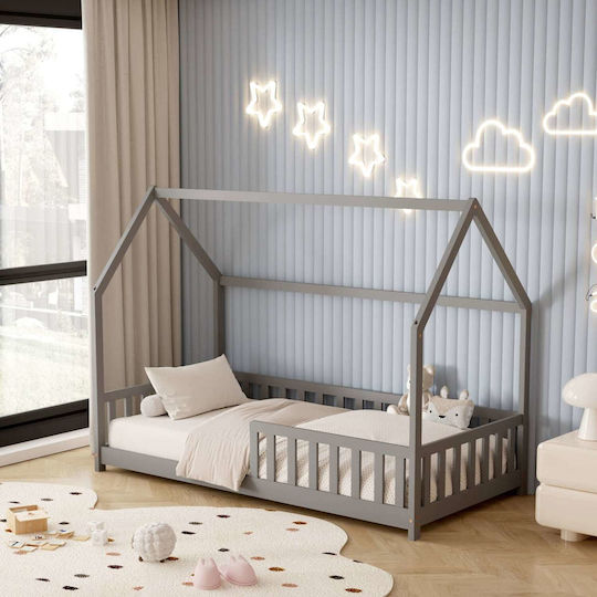 Kids Single Bed with Mattress Grey 90x190cm