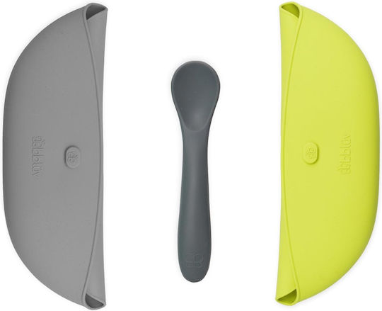 Bbluv Waterproof Silicone Baby Bib with Pocket Lime/Grey 3 Pieces