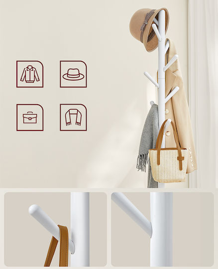 Vasagle Wooden White Freestanding Coat Rack 50x30x170.7cm