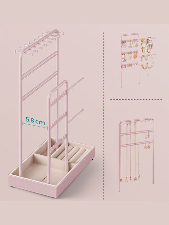 Songmics Σταντ Κοσμημάτων Μεταλλικό Ροζ 19.6x11.5x30.8cm