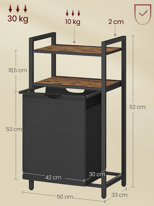 Vasagle Coș de Rufe Metalic 65lt 50x33x92cm Negru