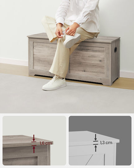 Vasagle Cufăr Decorativ Din Lemn Gri 100x40x46cm