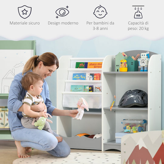 Floor Bookcase Wooden Grey 85x26x84cm