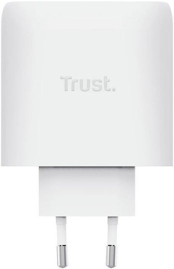 Trust Trust GaN Handyladegerät ohne Kabel mit USB-A Ausgangsanschluss und 3 USB-C Ausgangsanschlüsse 65W Weiß