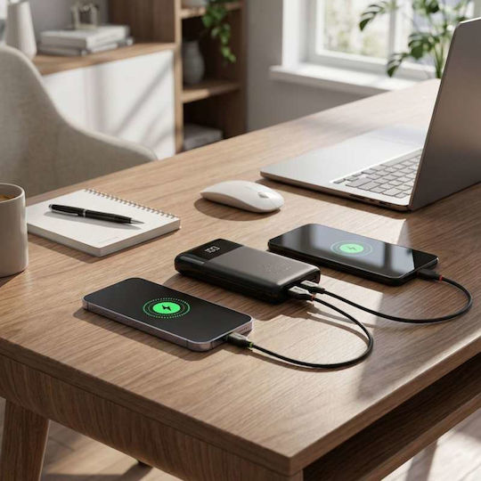 Forcell F-Energy F10K6 Външна батерия 10000mAh 22.5W с USB-A Порт Power Delivery / Quick Charge Черен