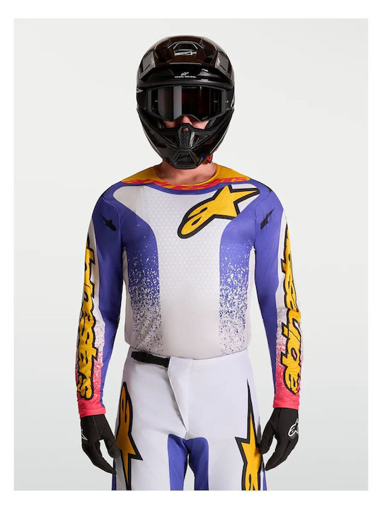 Мотоциклетна Блуза Motocross Alpinestars Fluid Drag Lil Син Злато