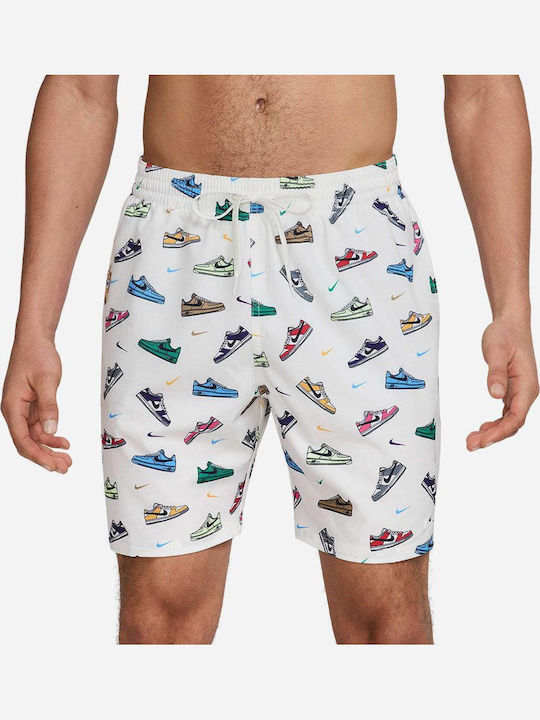 Volley Costume de baie bărbați Pantaloni scurți Albe cu Modele