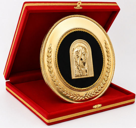 Metallische Heiligenikone Maria – Dekoratives Luxuriöses Kassettenbild Code Plak-pan Maria Gold