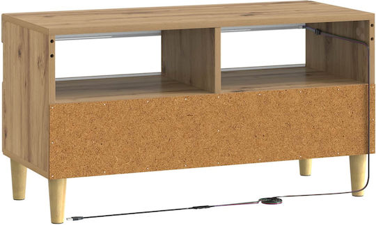 TV-Ständer mit LED-Beleuchtung Eiche M81xT35xH43cm