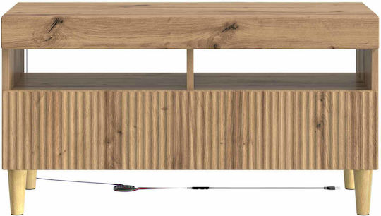 TV-Ständer mit LED-Beleuchtung Eiche M81xT35xH43cm