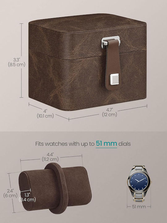 Songmics Travel Jewellery Box Plastic Brown 10.1x12x8.5cm