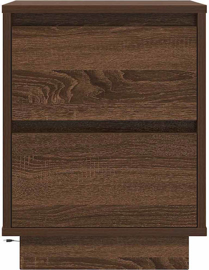 Wooden Bedside Table Brown 38x34x50cm