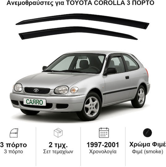 Heko Set of Windbreakers Front Car Dark Fime for Toyota Corolla E11 3D 1997-2001 2pcs