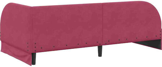 Ein Einzelbett Mit Samt Rote Samt Mit Lattenrost & Matratze 100x200cm
