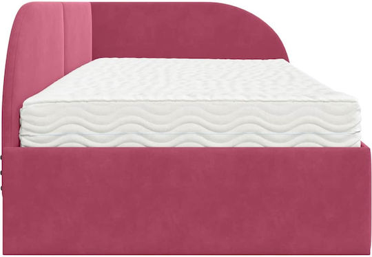 Ein Einzelbett Mit Samt Rote Samt Mit Lattenrost & Matratze 100x200cm