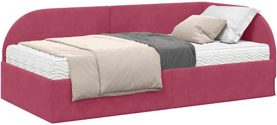 Ein Einzelbett Mit Samt Rote Samt Mit Lattenrost & Matratze 100x200cm