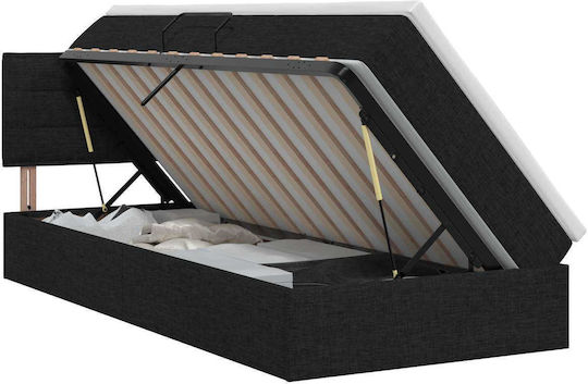 Einzelbett mit Matratze 90x190cm Schwarz