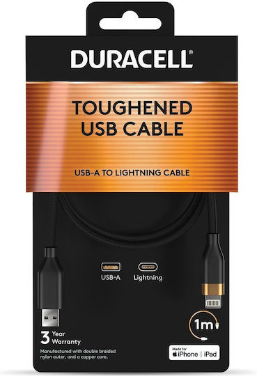 Duracell USB-A към Lightning кабел 15W 1m DRU5012A
