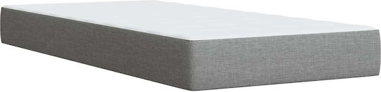 Wandbett Einzel mit Samt Bezug Hellgrau mit Lattenrost & Matratze 90x200cm