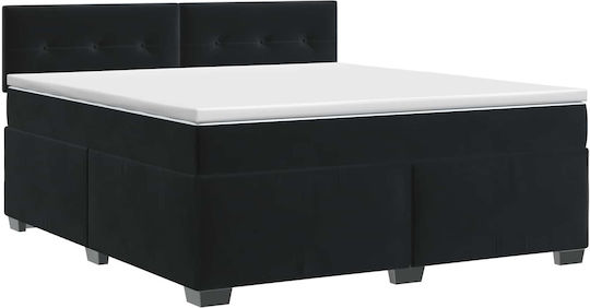 Doppelbett Bezogen mit Samt Schwarz mit Lattenrost & Matratze 140x200cm
