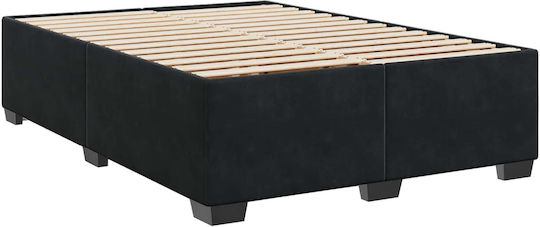 Doppelbett Bezogen mit Samt Schwarz mit Lattenrost & Matratze 140x200cm
