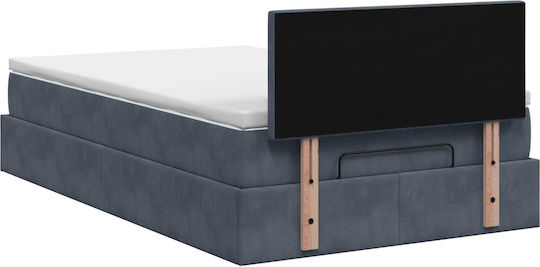 Halbhochbett Mit Samt Dunkelgrau Mit Lattenrost & Matratze 120x200cm