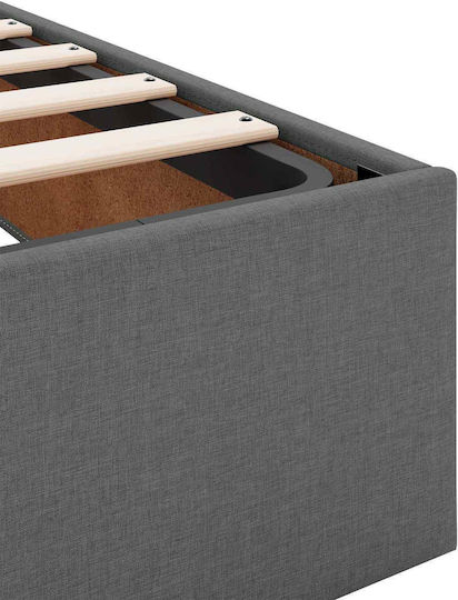Ein Einzelbett Mit Stoff Dunkelgrau Mit Stauraum Mit Lattenrost & Matratze 100x200cm