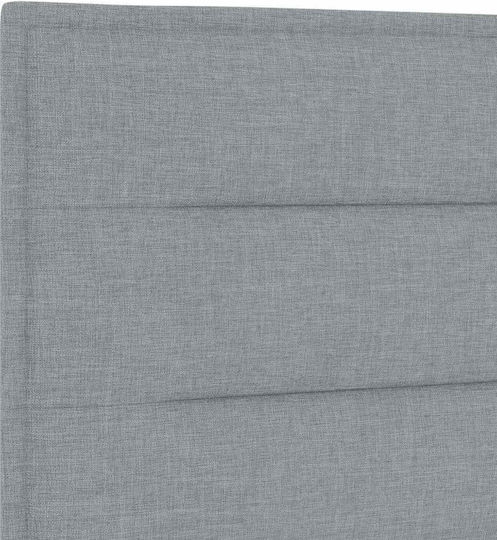Pat Single Tapițat cu Material Gri Deschis cu Plăci și Saltea 80x200cm