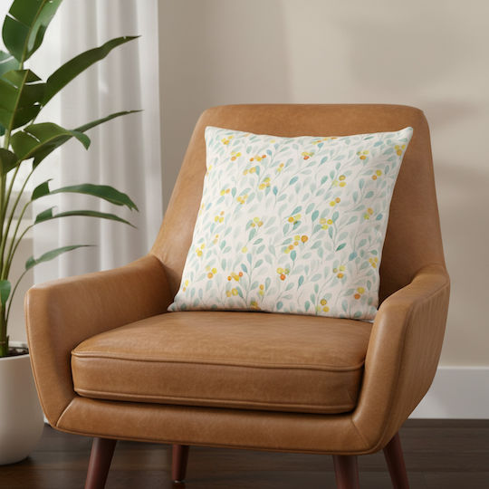 Inspiral Tree Decorative Pillow Case White With Mint 45x45cm