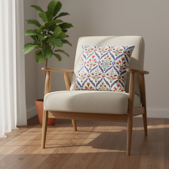 Inspiral Tree Decorative Pillow Case White With Blue 45x45cm