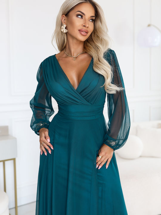 Лятна Maxi Рокля за Сватба / Кръщене с Тюл Sea Green