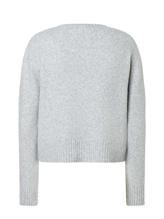 Damen Gestrickte Strickjacke mit Knöpfen Grau