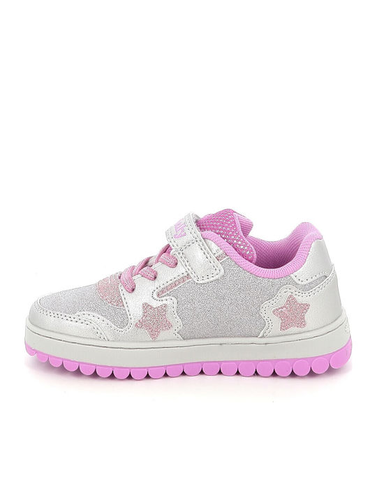 Mille Stelle Kids Sneakers with Hoop & Loop Closure & with Lights Silver