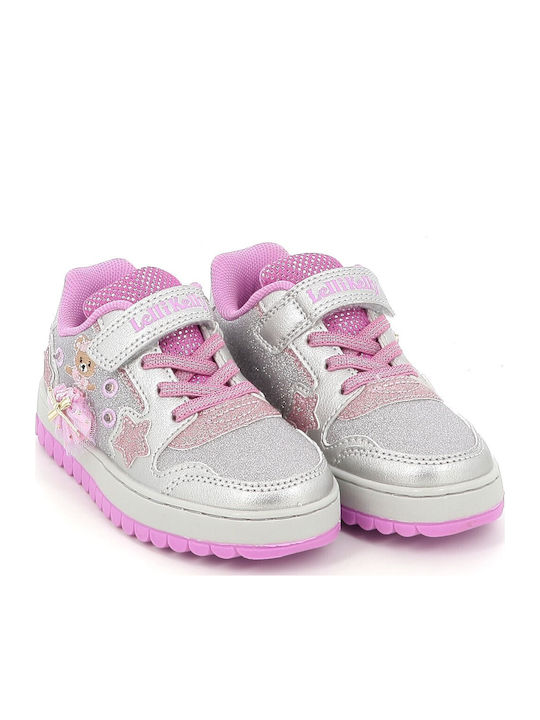Mille Stelle Kids Sneakers with Hoop & Loop Closure & with Lights Silver