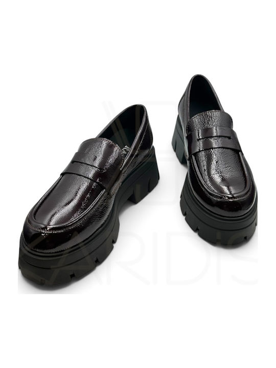 Leather Women's Moccasins in Burgundy Colour