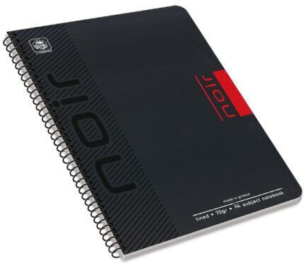 Typotrust Spiral Ruled Notebook A4 60 Paper Sheets 2 Subjects Noir Black Turquoise