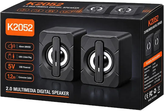 K2052 Компютърни говорители 2.0 с Мощност 6W Черни