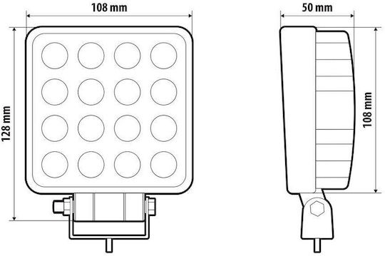 Работен фар 9/32v 48w 16led 2400lm 6.000k Дифракция Wide Beam 128x108mm Wl-31 Lampa 1 Бр
