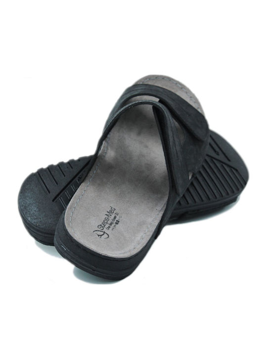 Leder Herrensandalen in Schwarz Farbe