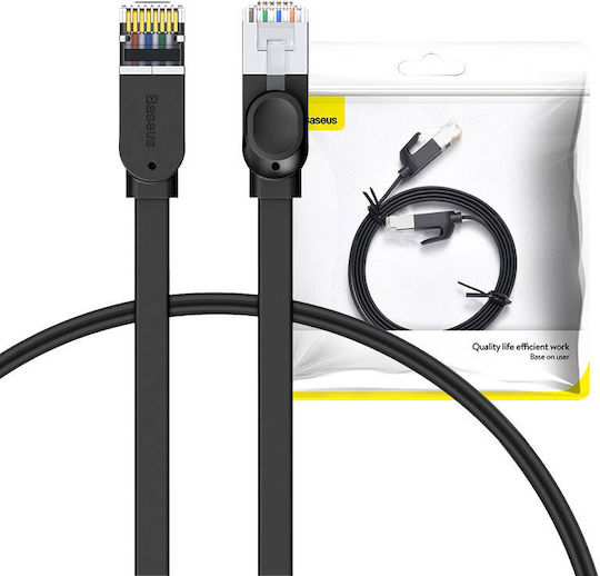 Baseus Flache U/UTP Kat.6 Ethernet-Netzwerkkabel 1m Schwarz 1Stück