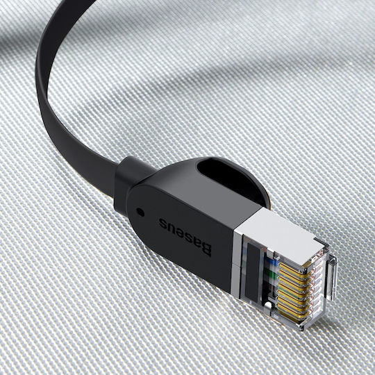 Baseus Flache U/UTP Kat.6 Ethernet-Netzwerkkabel 1m Schwarz 1Stück
