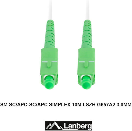 Lanberg Cablu De Rețea Cu Fibră Optică SC/APC-SC/APC 10m Alb