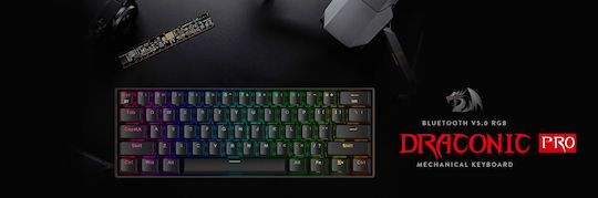 Redragon K530 Draconic Pro Безжично Гейминг Механично Клавиатура 60% с Кафяво по Поръчка Управление и RGB Осветление International English