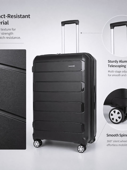 Newcom Large Hard Black Suitcase Height 71cm