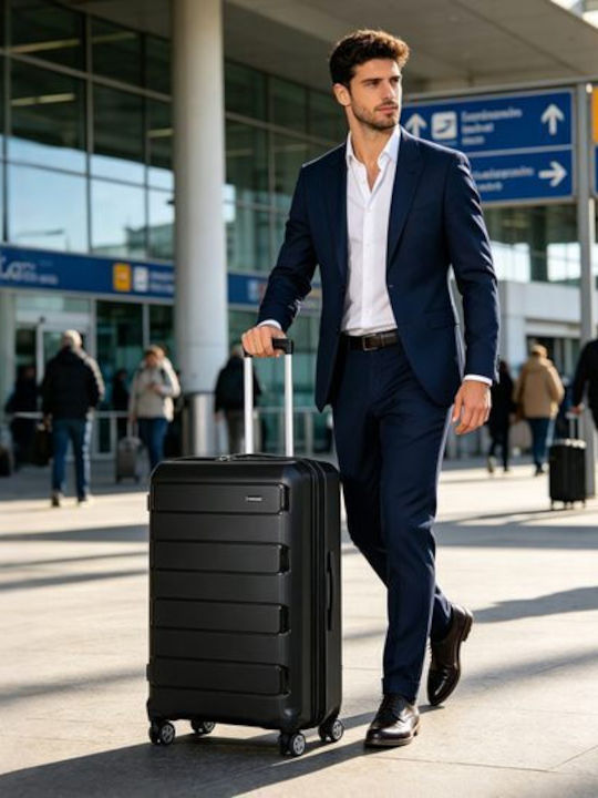 Newcom Large Hard Black Suitcase Height 71cm
