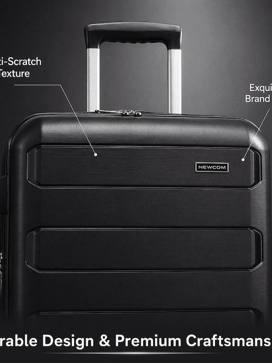 Newcom Cabin Hard Black Suitcase Height 50cm