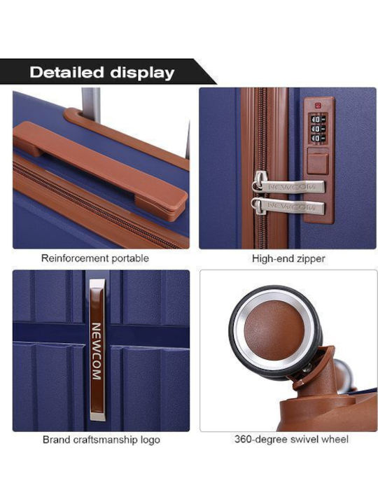 Newcom Large Hard Blue Travel Suitcase Height 76cm