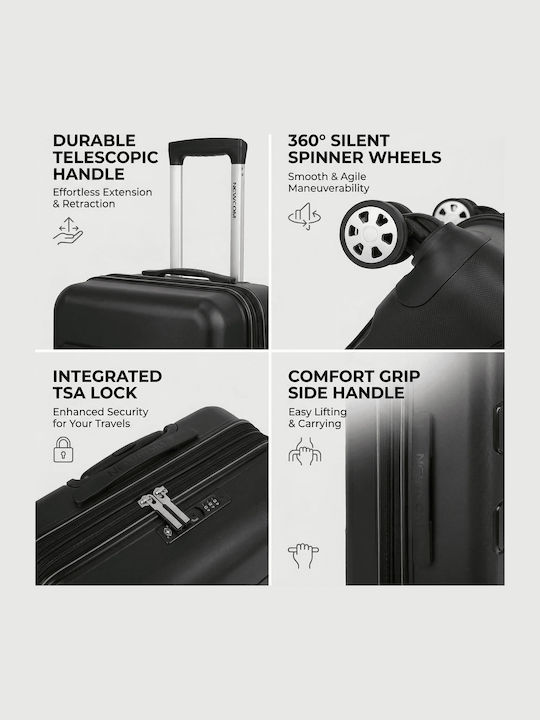 Newcom Medium Hard Black Travel Suitcase Height 61cm