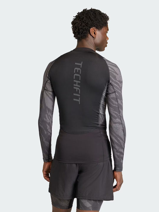adidas Techfit Cămașă Termică Cu Mâneci Lungi Pentru Bărbați Compresie Neagră