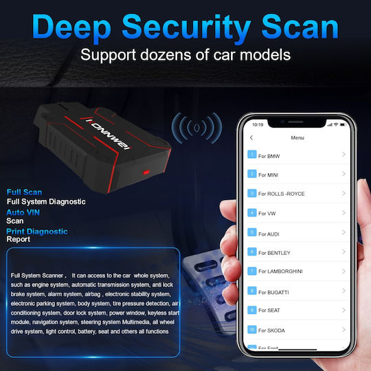 Konnwei Διαγνωστικό Αυτοκινήτου OBD 2 με Bluetooth